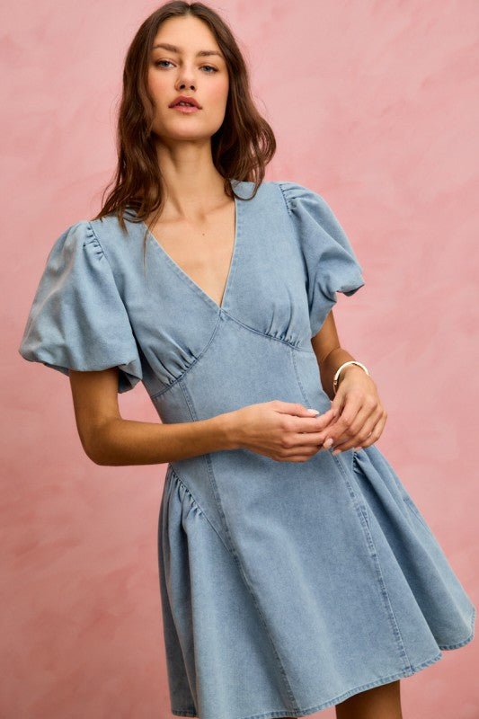 Denim & Daises puff mini dress