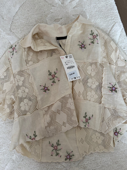 Zara lace eyelet top NWT SMALL