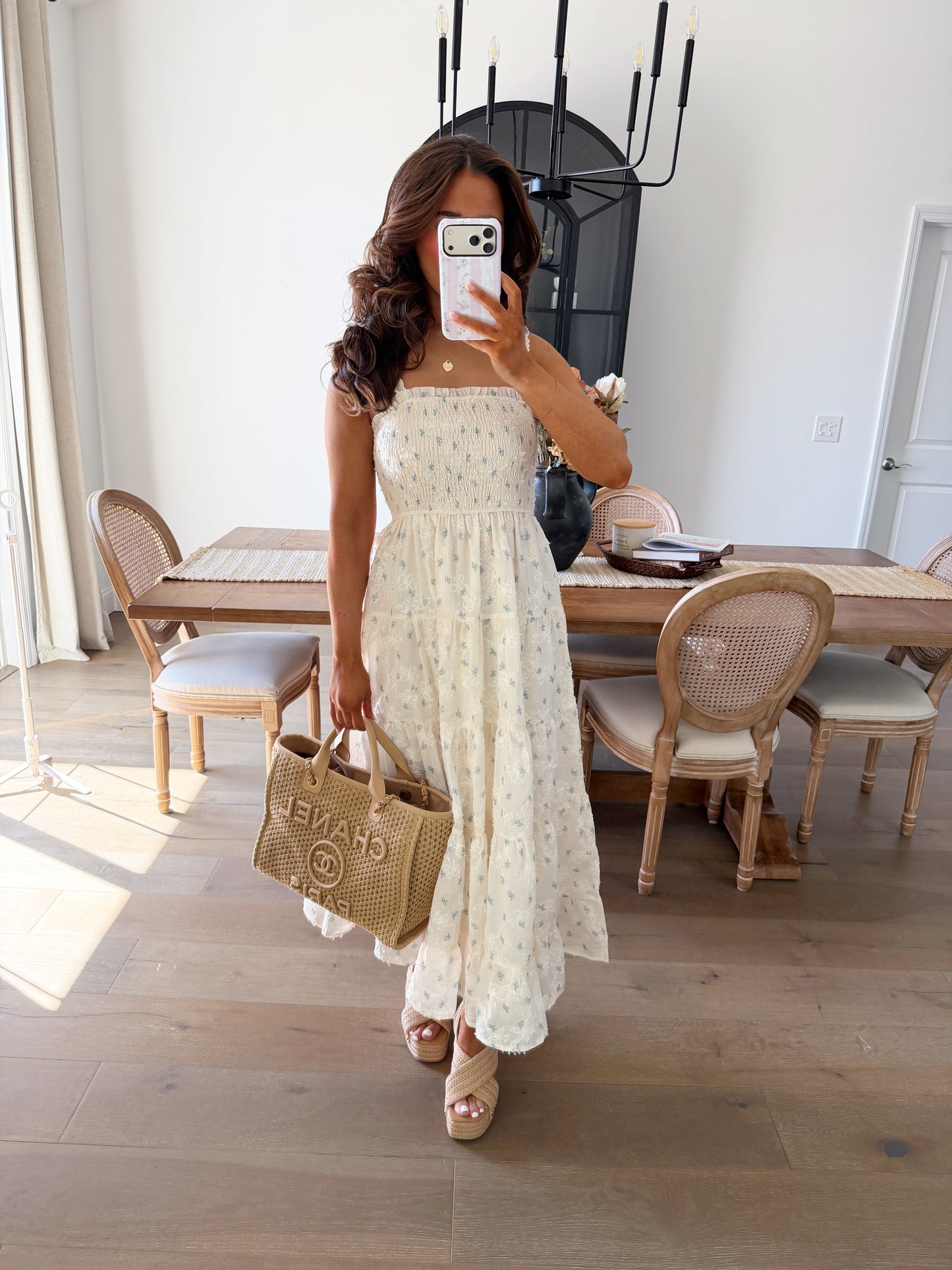 Blue Blossoms Floral Smocked Midi Dress (can’t restock)