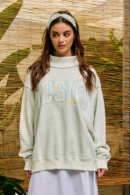 Jesus patchwork Mockneck