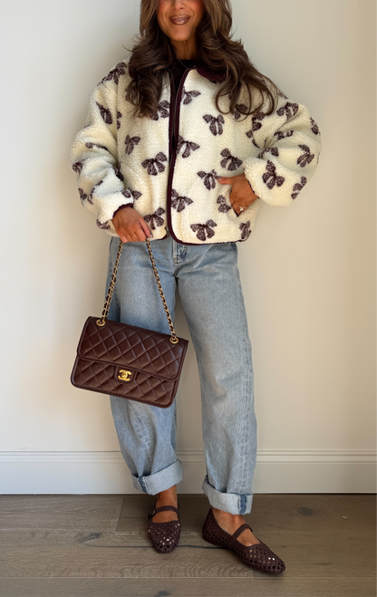 Mocha & Bows Cocoa Sherpa Zip