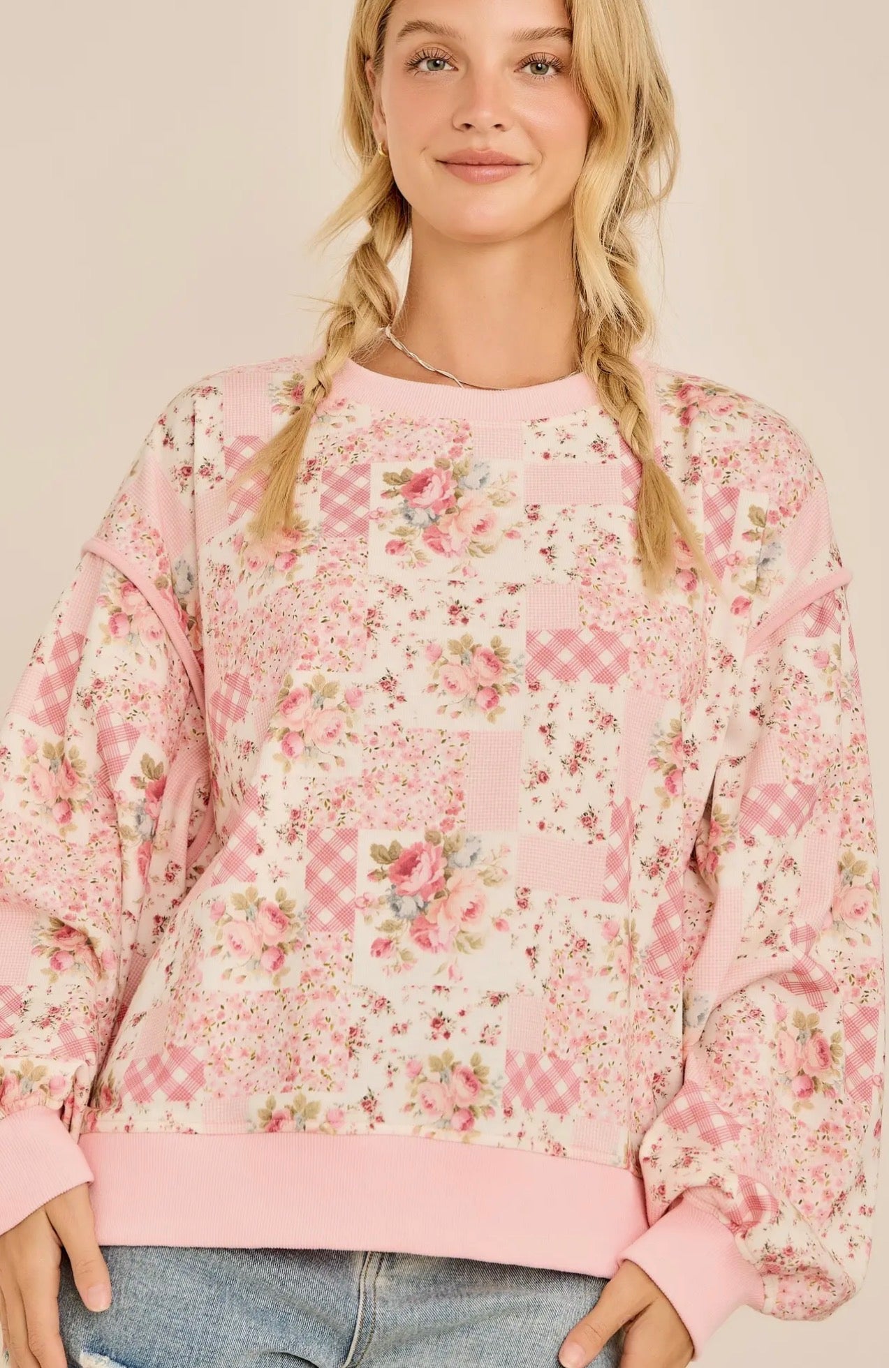 Rose & Petals Patchwork Crewneck