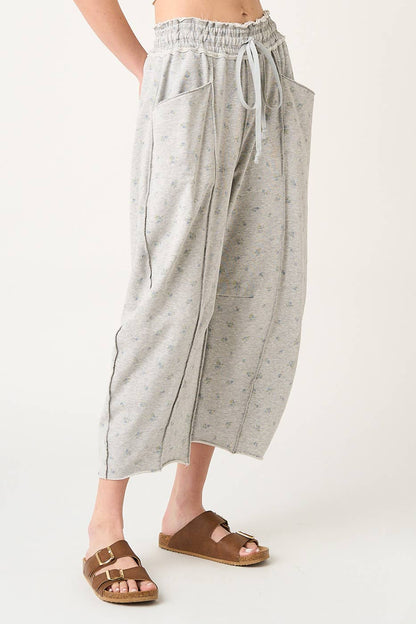 Ellie Floral Barrel Grey Sweatpants