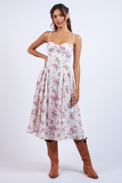 Gardenia Floral Corset Midi