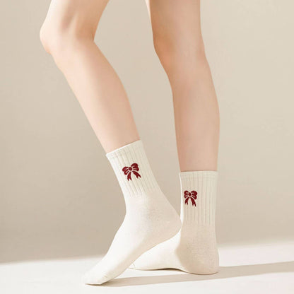 Merry Bow Embroidered Socks ❤️🎄