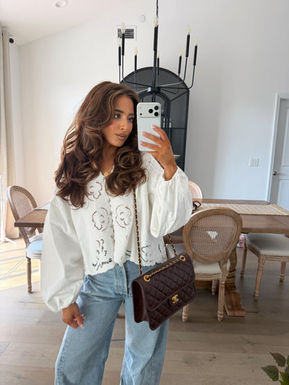 Eyelet Twirl Top (White) not restocking