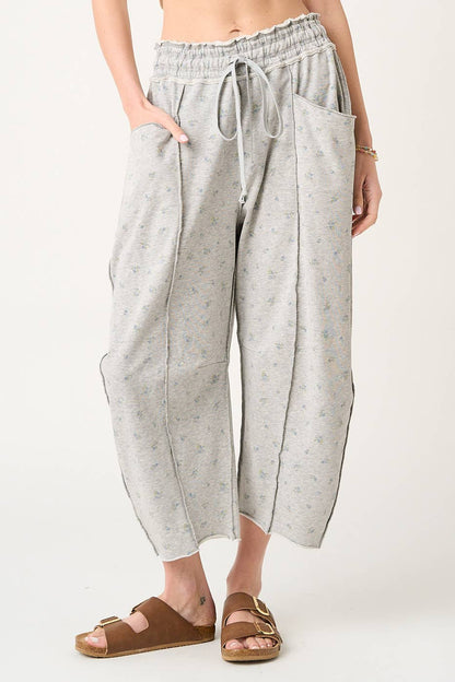 Ellie Floral Barrel Grey Sweatpants