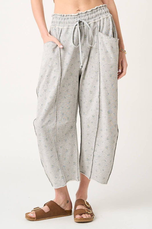 Ellie Floral Barrel Grey Sweatpants