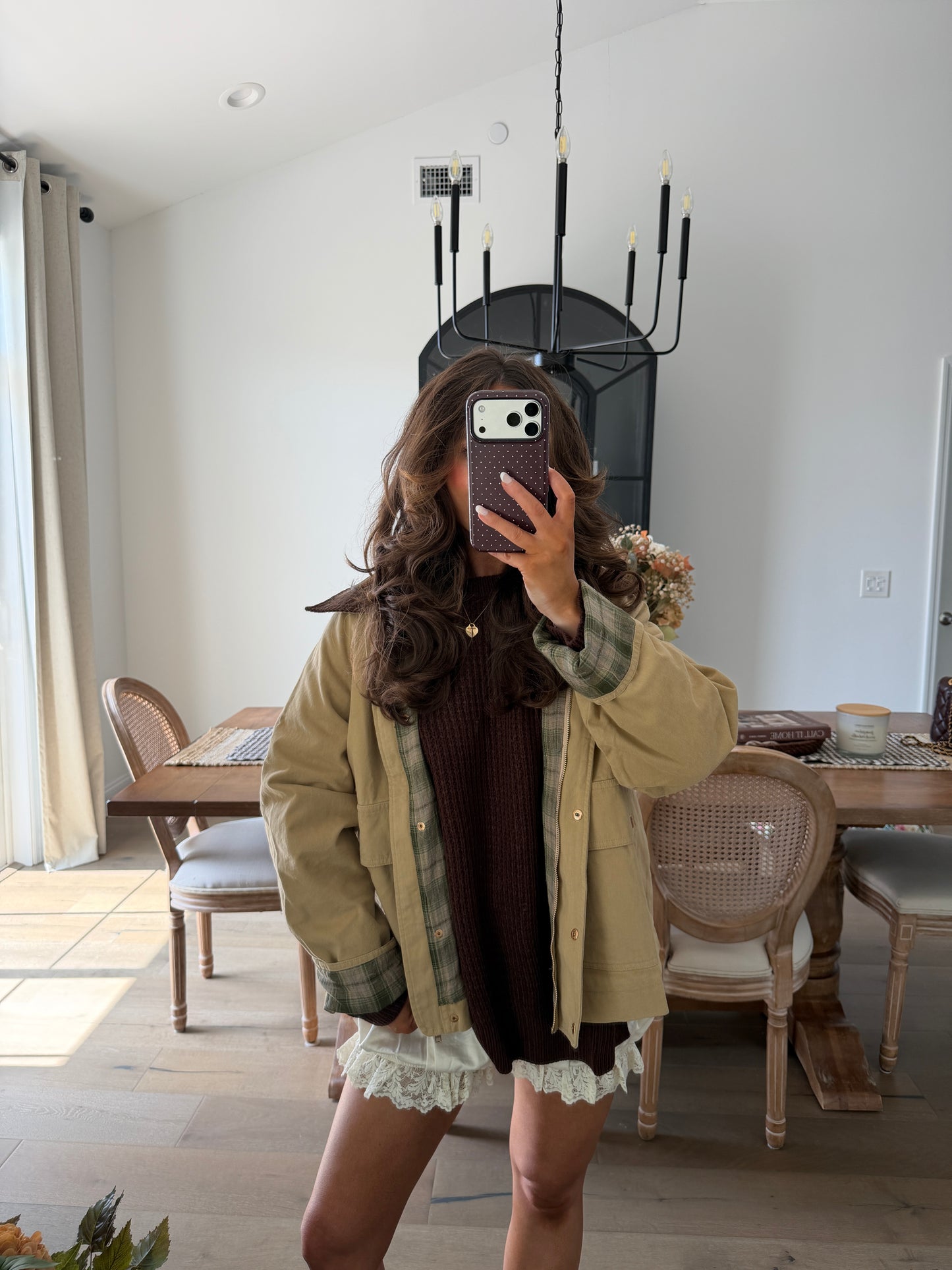 Sutton Plaid Barn Jacket (Sandy Beige)