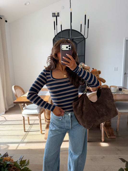 Grace Striped Tee Navy
