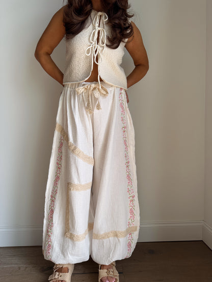 Del’Mar Gauze Crochet Barrel Pant (pre order may 1)