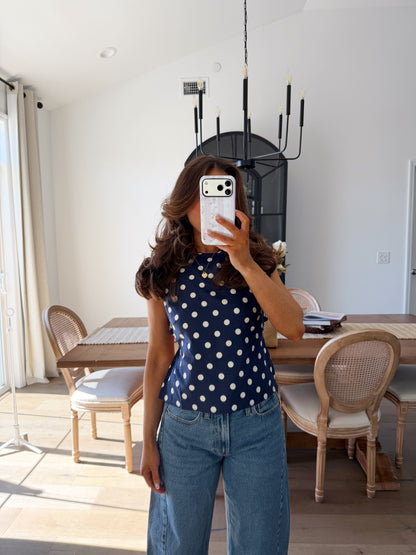 Dot In Darling Navy Top (can’t restock)