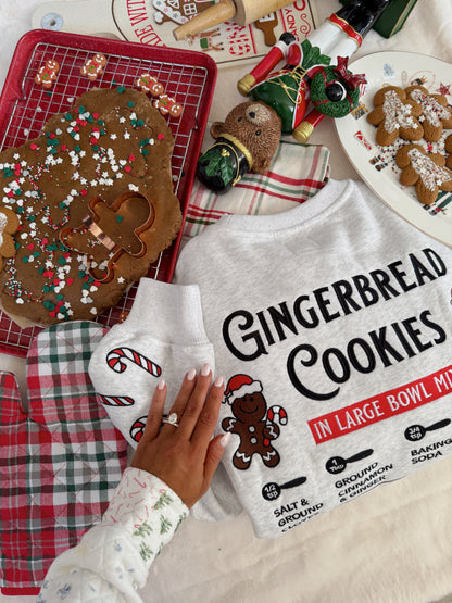 Gingerbread Recipe Embroidered Crewneck Pearl Grey