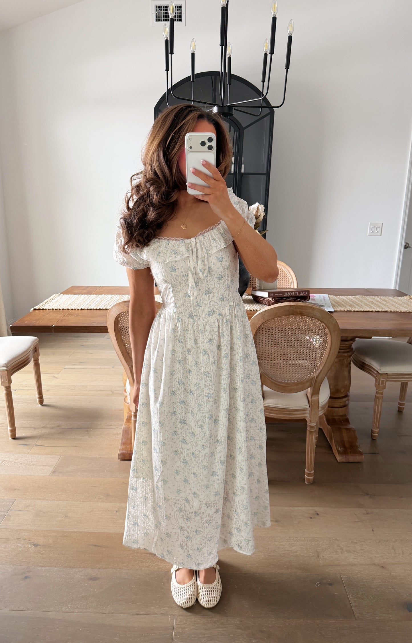 Vintage Lace Blossom Midi Dress