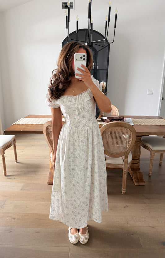 Vintage Lace Blossom Midi Dress