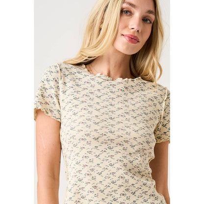 Strawberries & Cream Floral Waffle Baby Tee