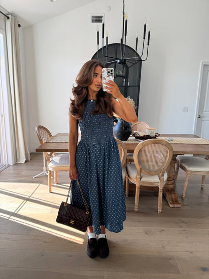 Denim & Dots Midi Dress