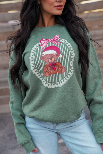 Peppermint Teddy Claus Pullover Sweater