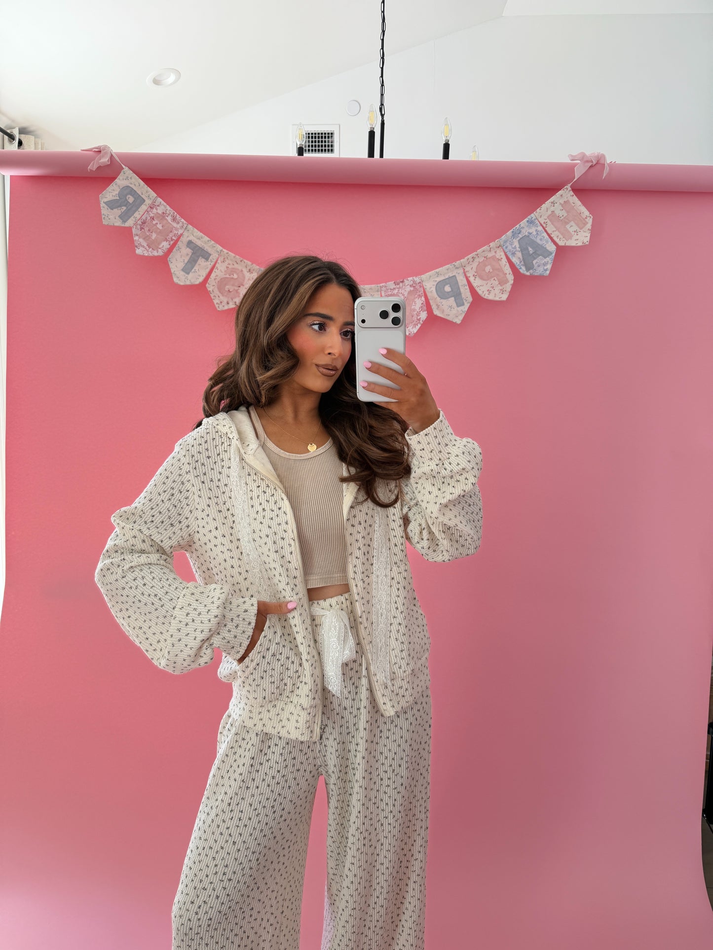 Rosé Garden Lace Hoodie CREAM