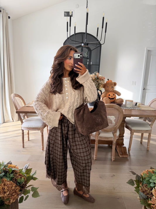 Cinnamon Patchwork Barrel Bloomer Pants