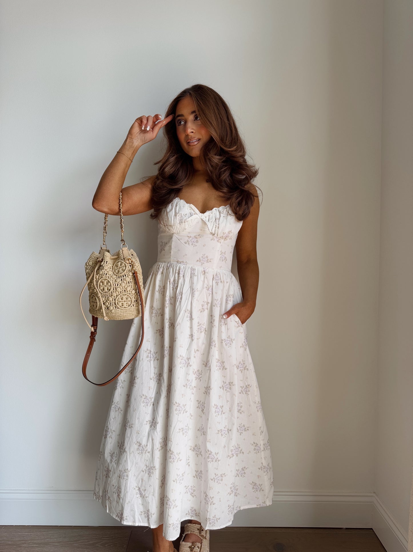 Lavender Dreams Floral Midi Cotton Dress