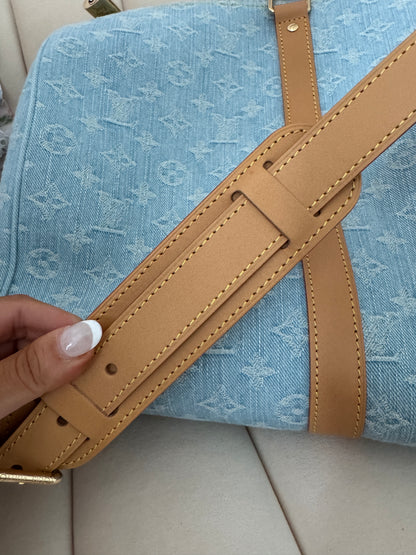 LV denim duffle bag