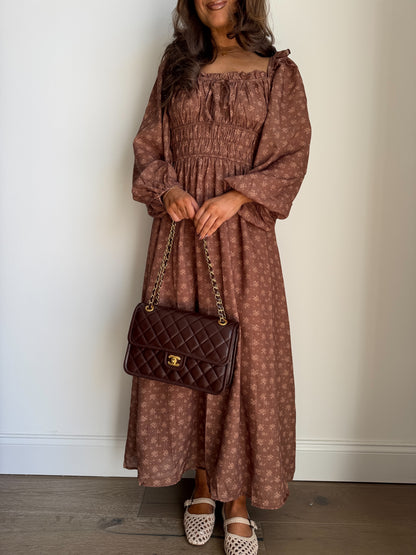 Brown Cocoa Cottage Farm Midi Dress
