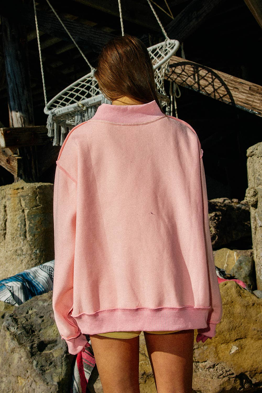-PRAY  Embroidered Mock Neck Sweatshirt