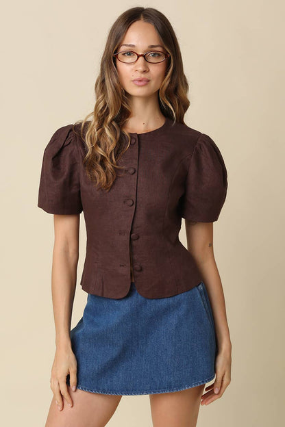 Cocoa Kisses Puff Sleeve Top