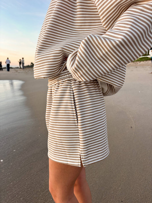 Brown and White Big Striped Shorts new