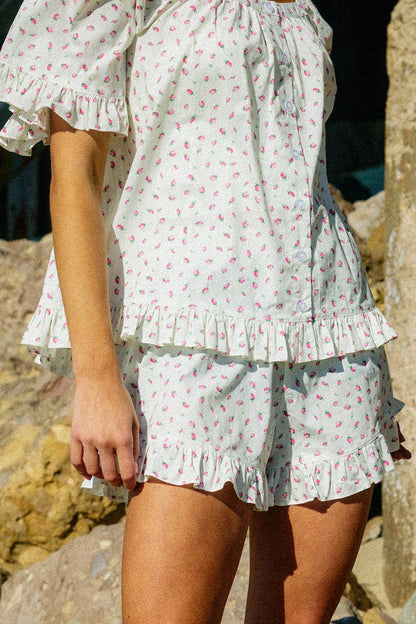 Cottage Floral Pink Short Set