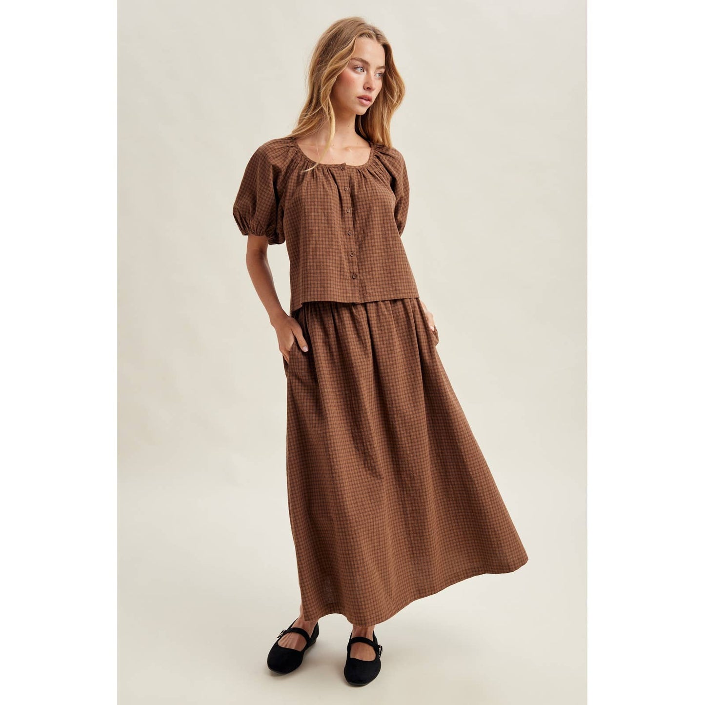 Caramel Apple  PUFF SLEEVE TOP AND SKIRT SET