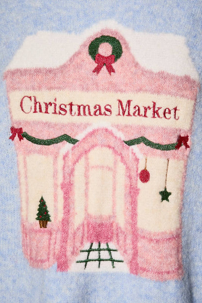 "CHRISTMAS SHOP" GRAPHIC LONG SLEEVE CREW NECK SWEATER EARLY ACCESS