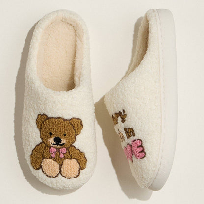 Beary Much In Love Teddy Bear Slippers