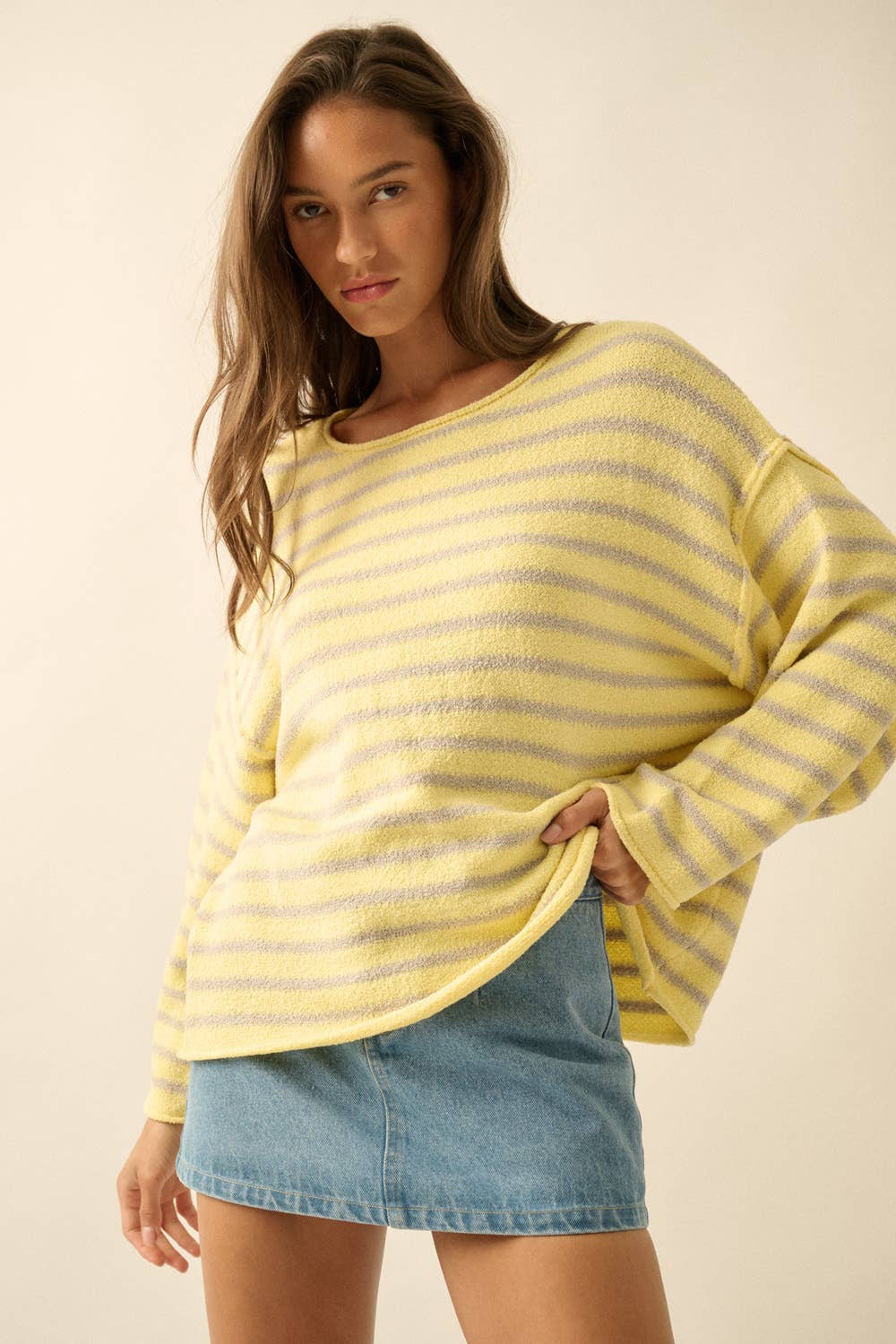 Cali Textured Knit Oversized Sweater