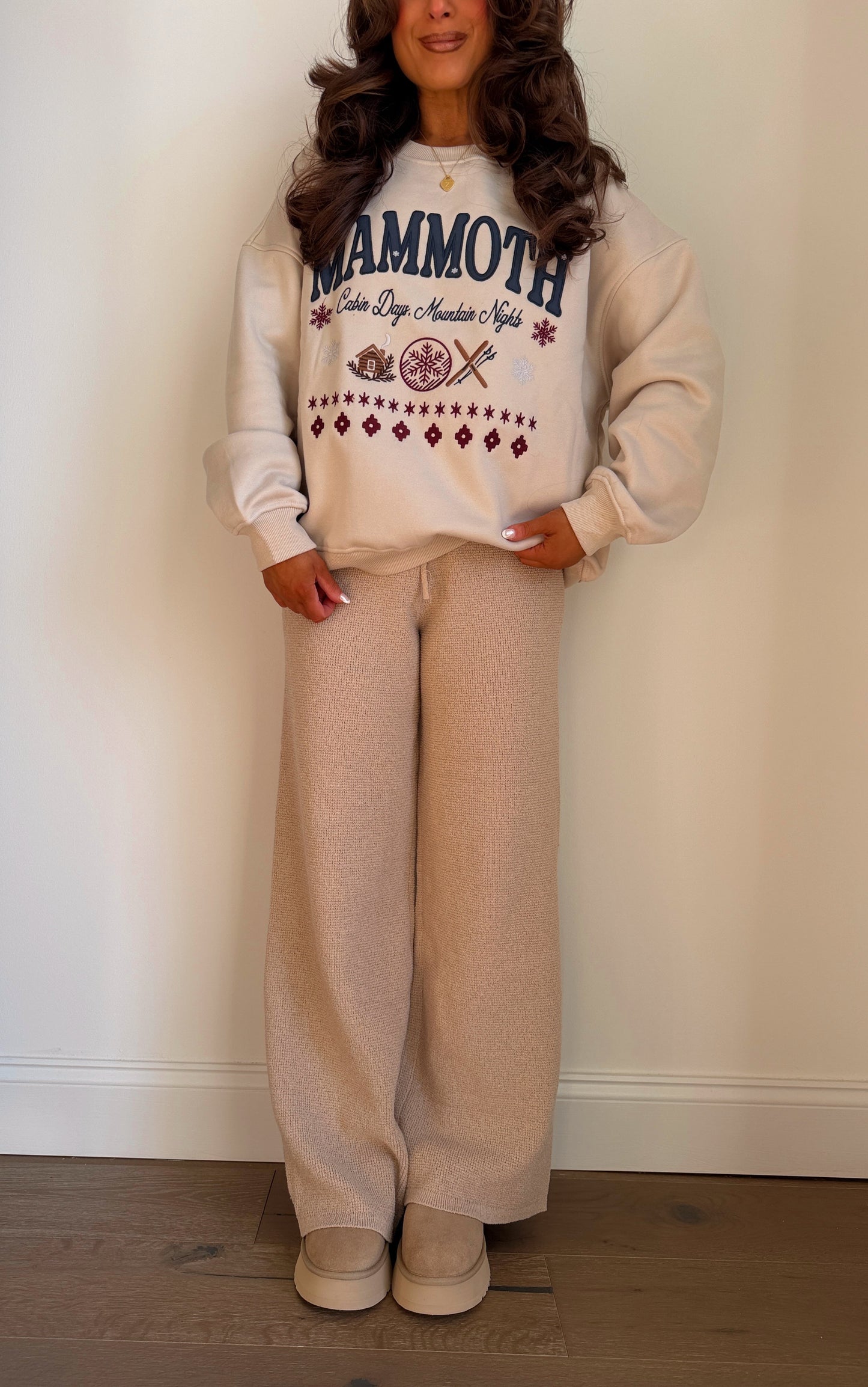 Hot Cocoa Knit Drawstring Sweater Pants (Oatmeal)