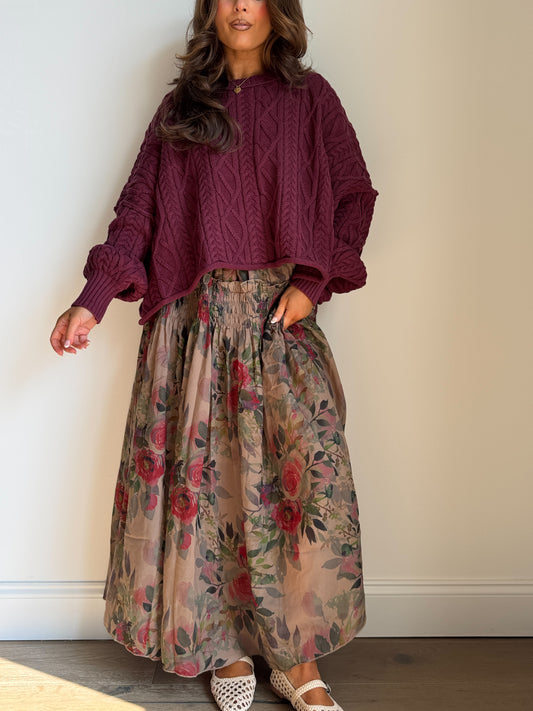 Burgundy Dreams Chunky Knit Sweater (can’t restock)