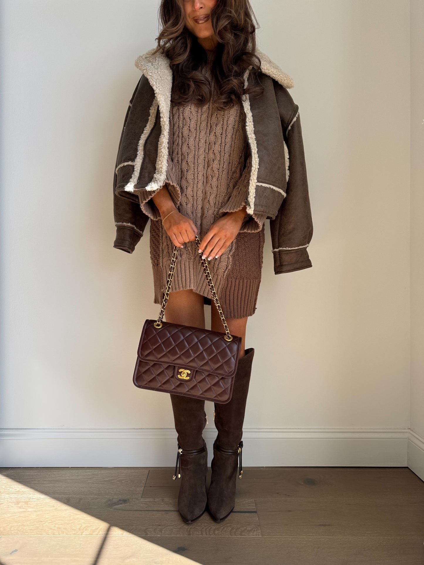 Mocha Chunky Colorblock Sweater Dress (pre-order restock) ships sept 18