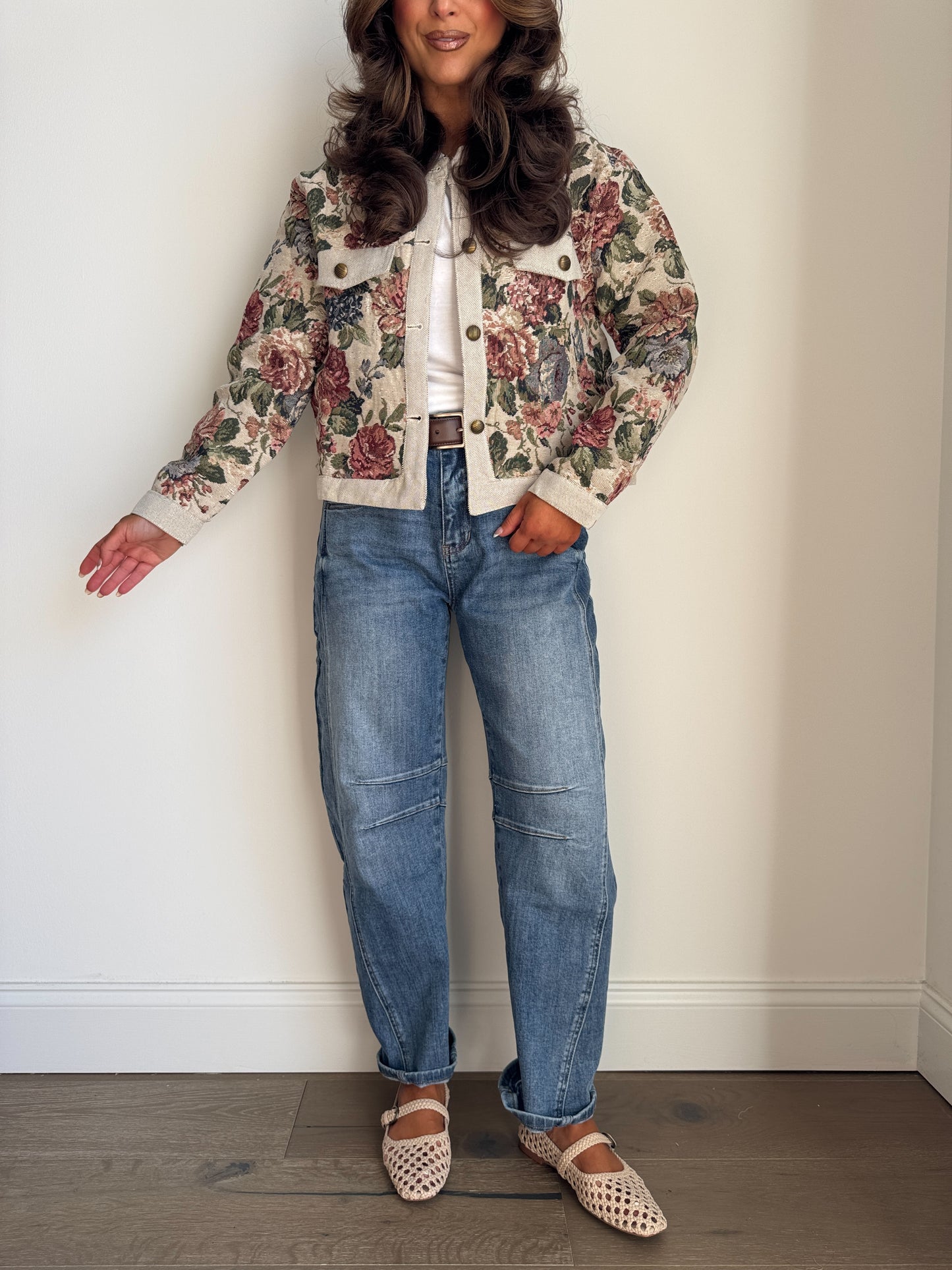 Porcelain Bloom Barrel Jeans