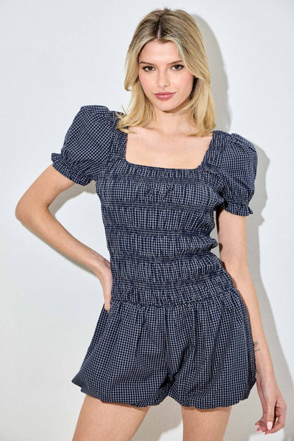 Samantha Plaid Bubble Romper
