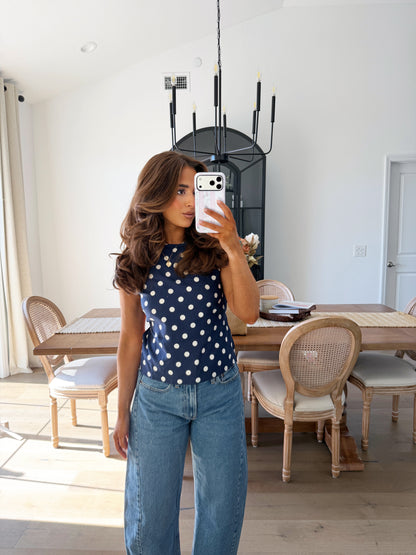 Dot In Darling Navy Top (can’t restock)