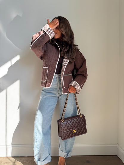Cocoa Gingham Darling Jacket
