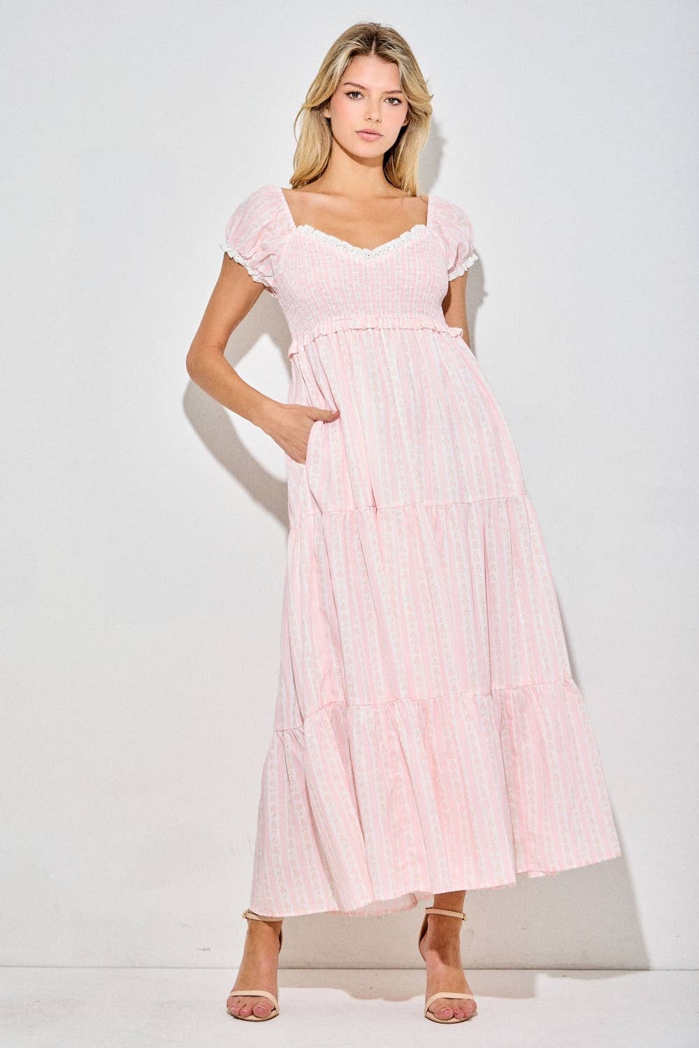 Cotton Candy Skies Floral Smocked Midi Dress (can’t restock)