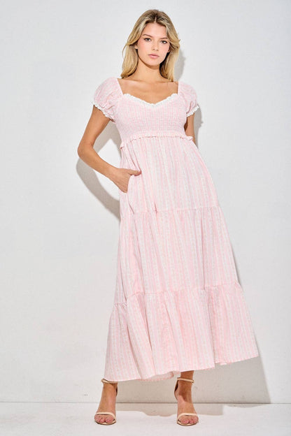 Cotton Candy Skies Floral Smocked Midi Dress (can’t restock)