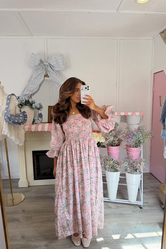 100% Cotton Flower Market Midi Dress