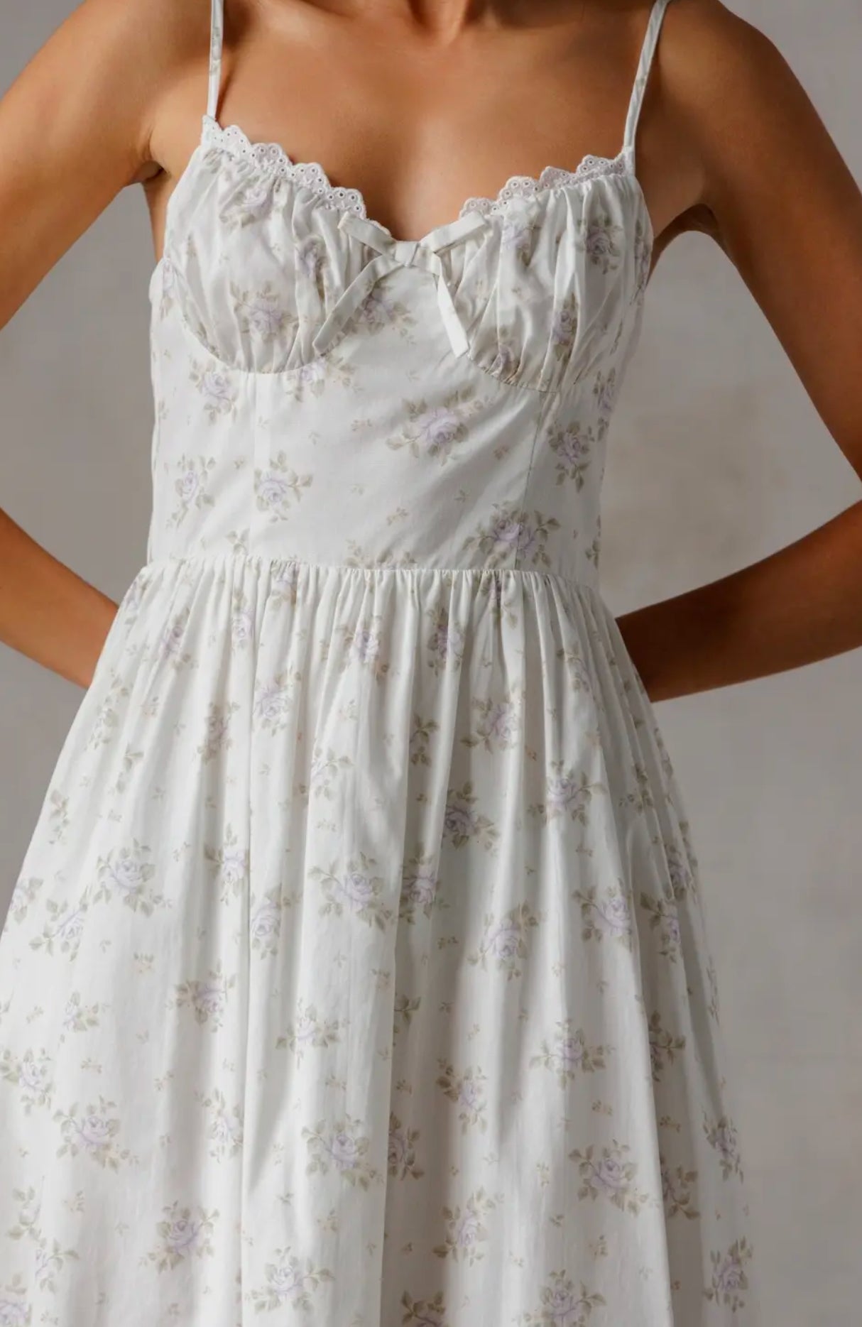 Lavender Dreams Floral Midi Cotton Dress