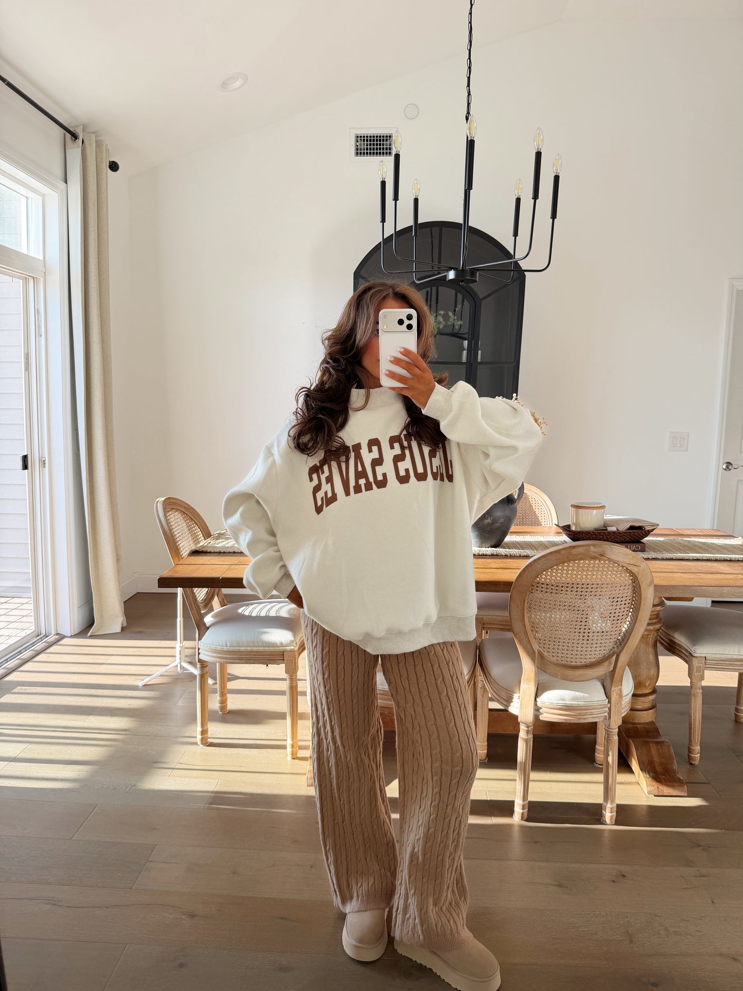 Cozy Cabin Cable Knit Wide-Leg Sweater Pants