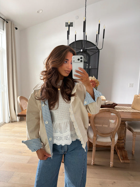 Gingham & Beige Lace Jacket (Reversible) RESTOCK