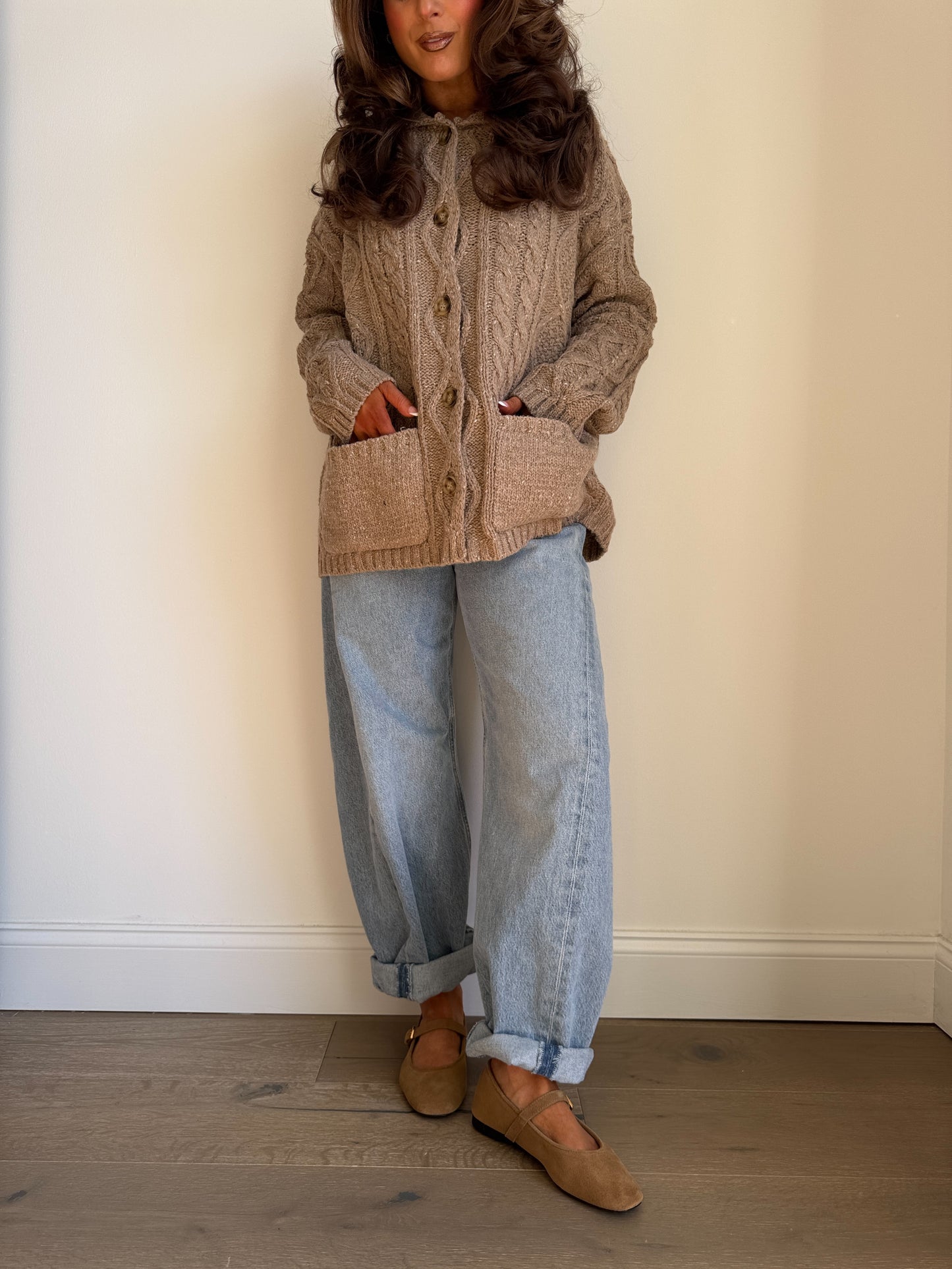 Cozy By The Fire Beige Knit Cardigan