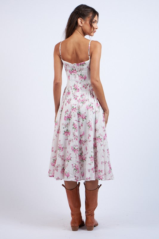 Gardenia Floral Corset Midi